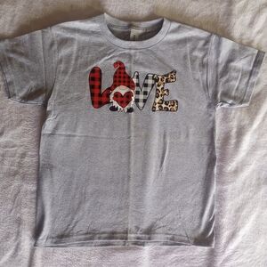 Gildan Gray Valentine's Day Kids Tee with Gnome Love Design